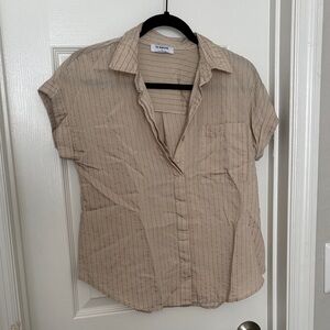 The Workshop Clothing Tan Striped Button Down Shirt